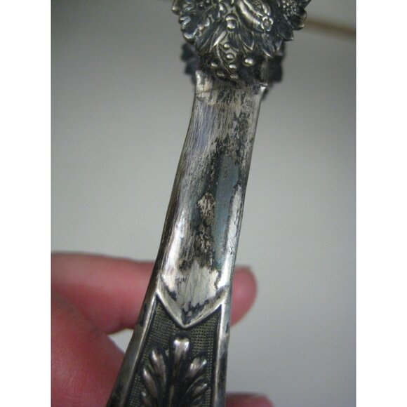 Antique Silver Ornate Sugar Tongs Floral Twisted Rope Design Cornucopia Urn - Picture 7 of 8